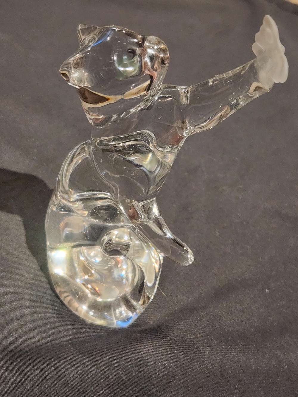 Lenox Lead Crystal Gentle Friends Cat Butterfly Paperweight Shelf Sitter